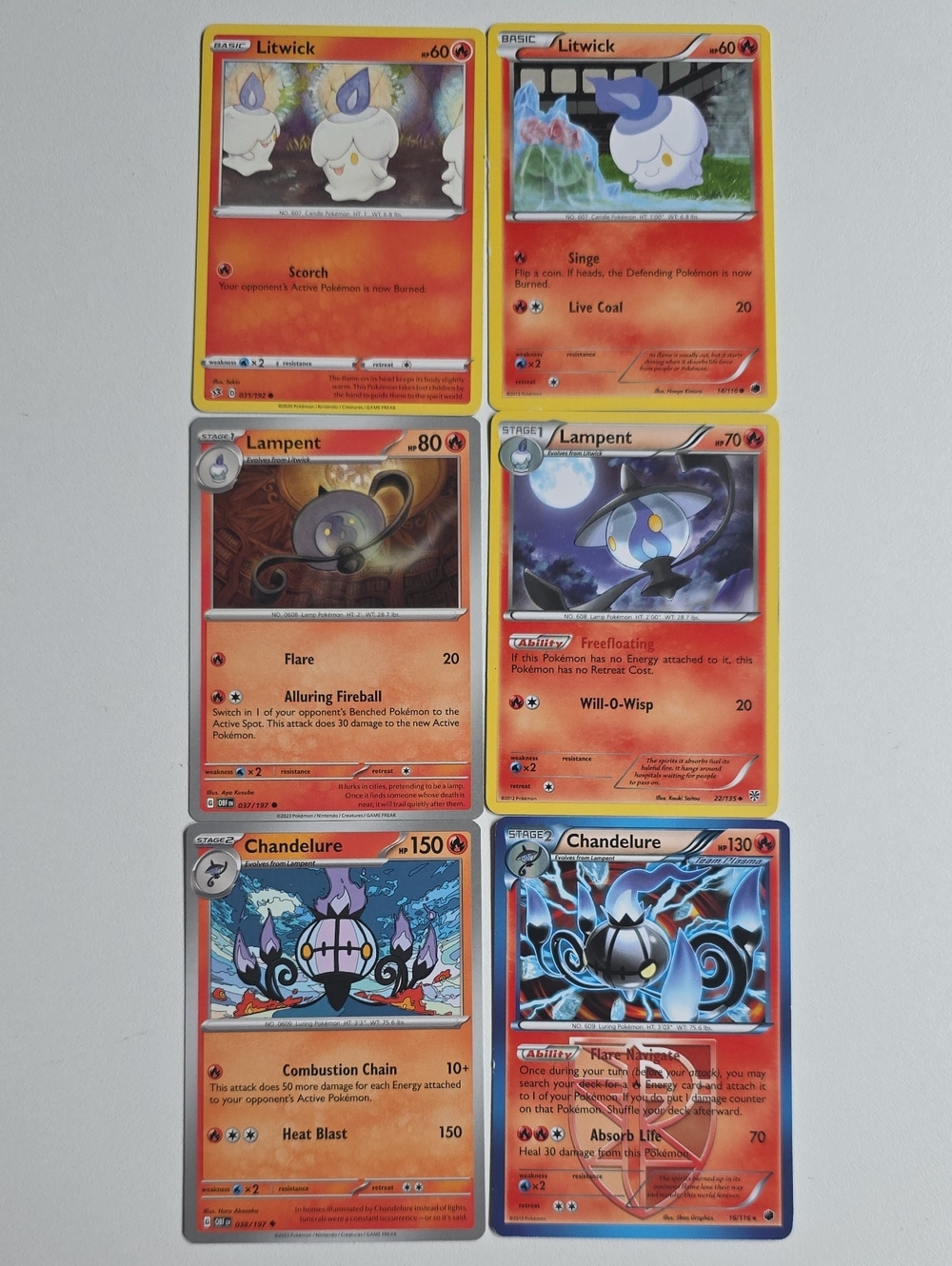 Pokemon Litwick, Lampent, And Chandelure Card